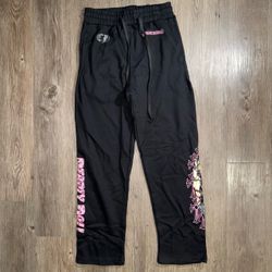 Chrome Hearts Deadly Dolls  Black Sweatpants with Pink Graphics