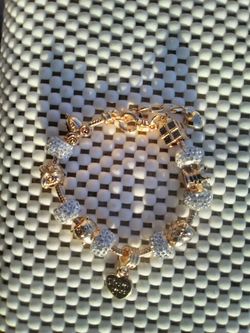 Crystal bead charm bracelet