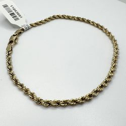 14k Yellow Gold 2.75mm 8” Rope Bracelet 5.8 Grams 11043691