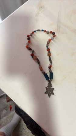 Beaded Necklace with Cross Pendant