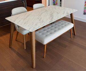Wayfair dining table and west elm chair and bench
