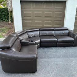 Sofa/Couch Sectional - Leather - 2 Recliners - Brown - Delivery Available 🚛