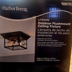 New Harbor Breeze Litshire Outdoor Ceiling Flush Mount Fixture Light 