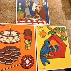 Tree Playskool 4,6 and 7 Piece Puzzle Vintage Made In USA