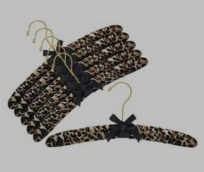 Lot of 12 Animal Print Velvet and Black Solid Satin Padded Wardrobe Hangers 15”