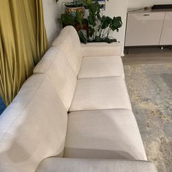 2 Matching 3-Seater Sofas – Cream – Excellent Condition – Washable Cushions
