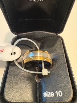 New Two-Tone Stainless Steel Band Ring Size 10