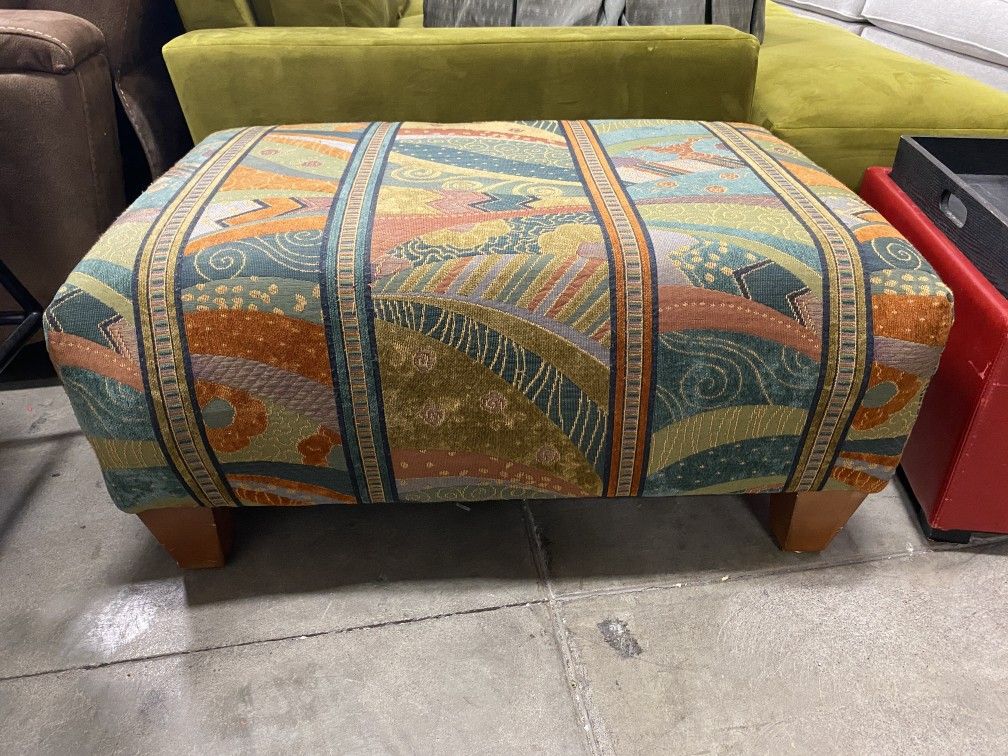 Funky Orange & Green Patterned Ottoman