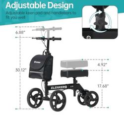 ELENKER Steerable Knee Walker Deluxe Medical Scooter for Foot Injuries Compact Crutches Alternative (Bright Black)