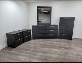 ⚫️DRESSER WITH MIRROR, CHEST AND TWO NIGHTSTANDS ⚪️ CÓMODA CON ESPEJO, GAVETERO Y DOS MESITAS DE NOCHE ⚫️