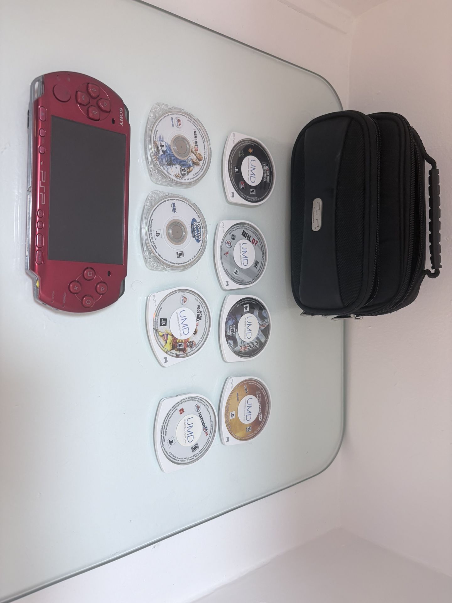 Sony PSP-3000 Handheld System Radiant Red Sports Bundle with Carrier, No Charger