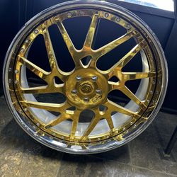 26 Forgiato Gold Face Chrome Lip Wheels Tires Package
