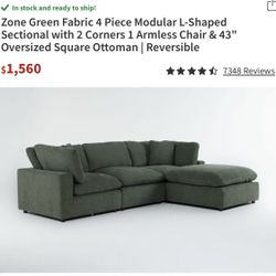 Dark Green Sectional Sofa With Tv Stand And 40 Inch Vizio Tv With Book Shelf