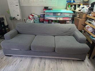 Gray Fabric Three-Seat Sofa