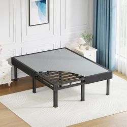 California King Box Spring, 14 inch All-in-One Box Spring with 9 Round Corner Legs, 4000lbs Heavy Duty Metal Mattress Foundation with Fabric Cover, No