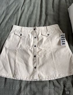 Urban Outfitters Cream Button-Front Mini Skirt