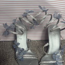 Blue and Grey Butterfly Heels 