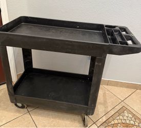 ✅USED✳️ Rubbermaid Utility Service PP Cart With Two Trays and Wheels 40 inch x 17 inch Overall Dimensions