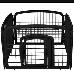 Amazon Basics 4-Panel Plastic Pet Pen Fence Enclosure With Gate Black 24-Inch