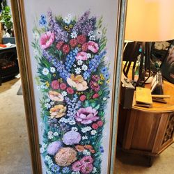 Long Floral Oil Painting From 1976 By Ginny Webb