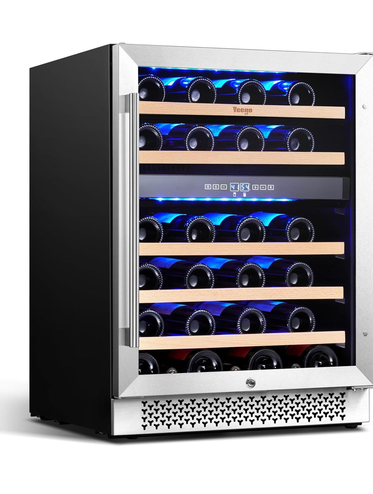 155 Wine Fridge Cooler 24 Inch Dual Zone Wine Fridge Hold 47 Bottles 40 65°F Wine Refrigerator Glass Door Built in Freestanding Under Counter Fr