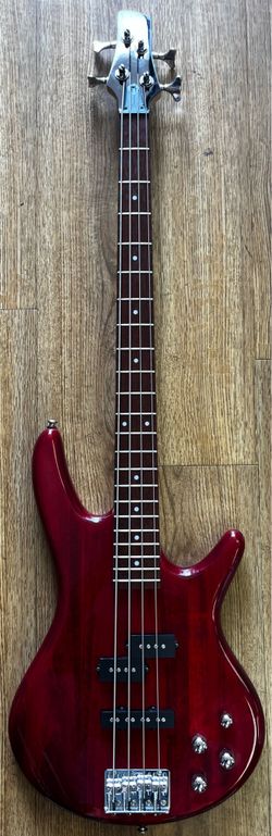 IBANEZ GIO BASS SERIES BASS GUITAR SPLIT PICKUP TRANSPARENT RED