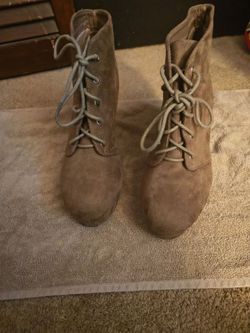 Taupe Suede Lace-Up Ankle Boots