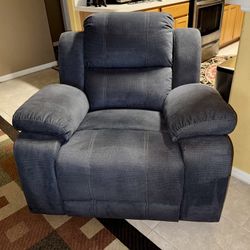 Steel Blue Recliner Rocker Chair 
