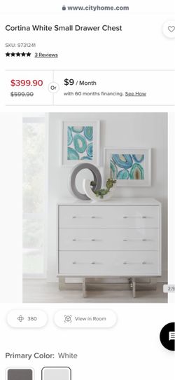 Cortina White Bedroom Set – 2 Nightstands + 6-Drawer Chest