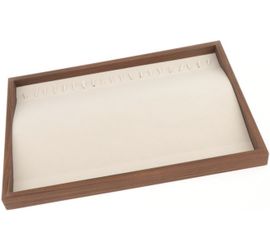 New Walnut Wood Jewelry Display Tray Stackable for Drawer Lightweight Rectangle Trinket Storage Tray Velvet Lined
