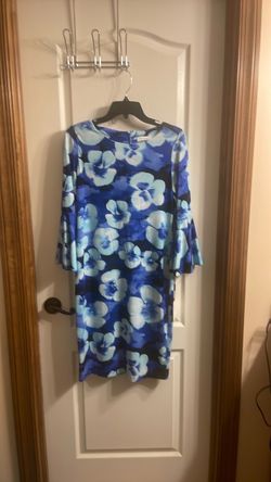Blue Floral BelSleeve Shift Dress