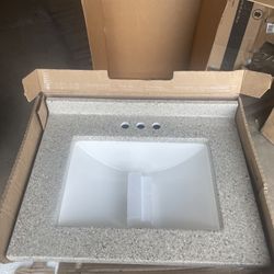 Glacier Bay Delridge 25 in. Single Sink Chocolate Freestanding Bath Vanity with Caramel Cultured Marble Top (Assembled)