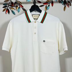 GUCCI POLO SHIRT GG EMBROIDERY POCKET, Visit My Profile For More Items Available….