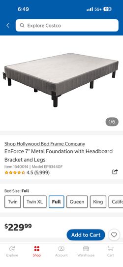 EnForce 7" Metal Foundation with Headboard Bracket and Legs