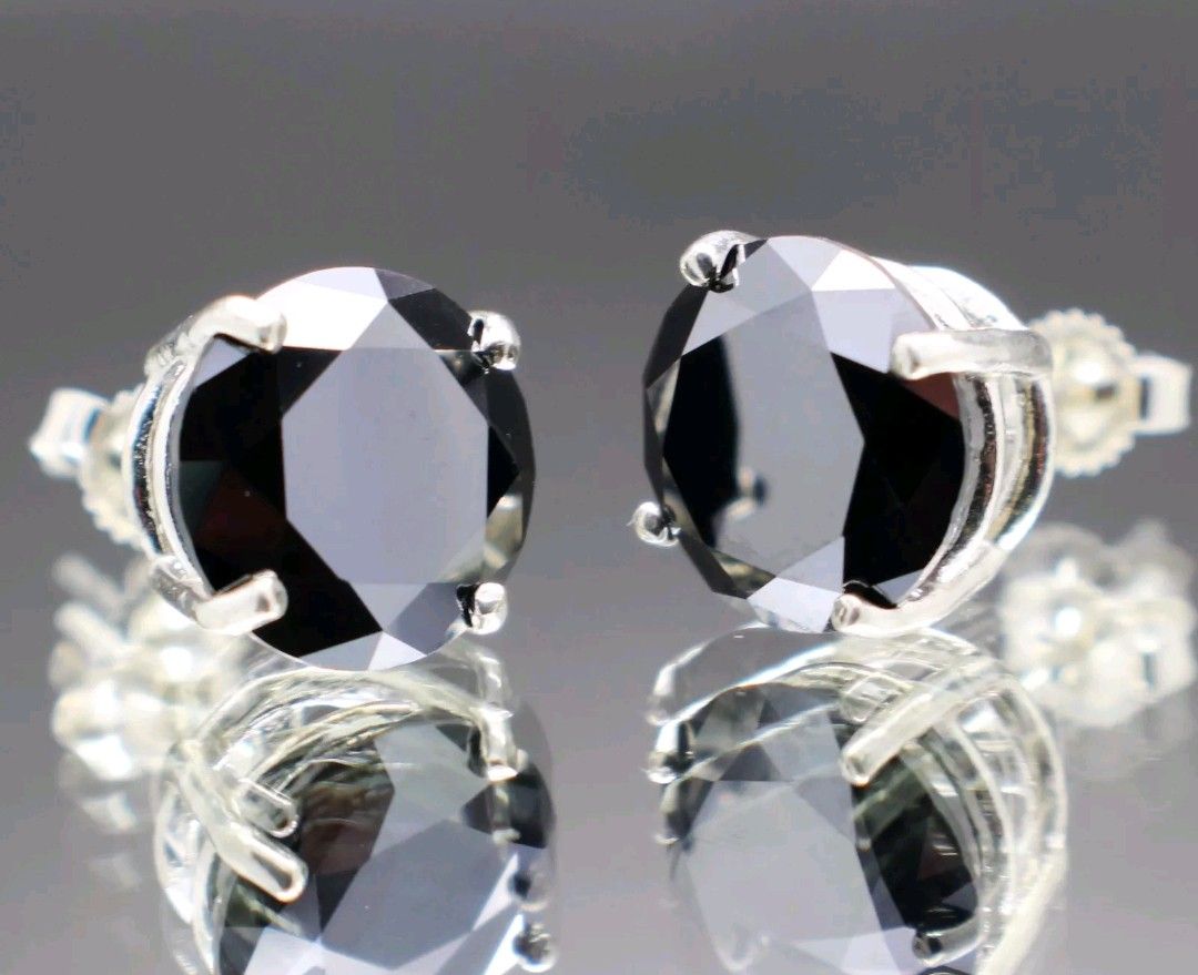 ❤SALE❤❤Real 2.40 TCW Black Diamond Solid 925 Sterling Silver Stud Earring RETAIL PRICE $1400