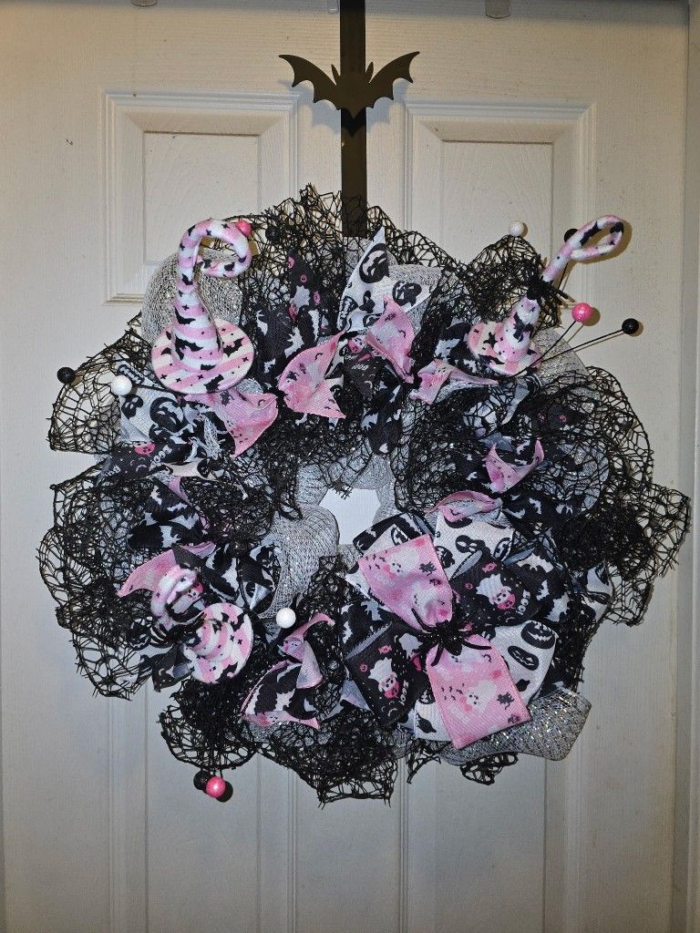 Pink Halloween Ghpst Wreath