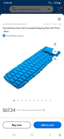CASCADE MOUNTAIN TECH CAMPING SLEEPING PAD WITH PILLOW CARRY BAG $25