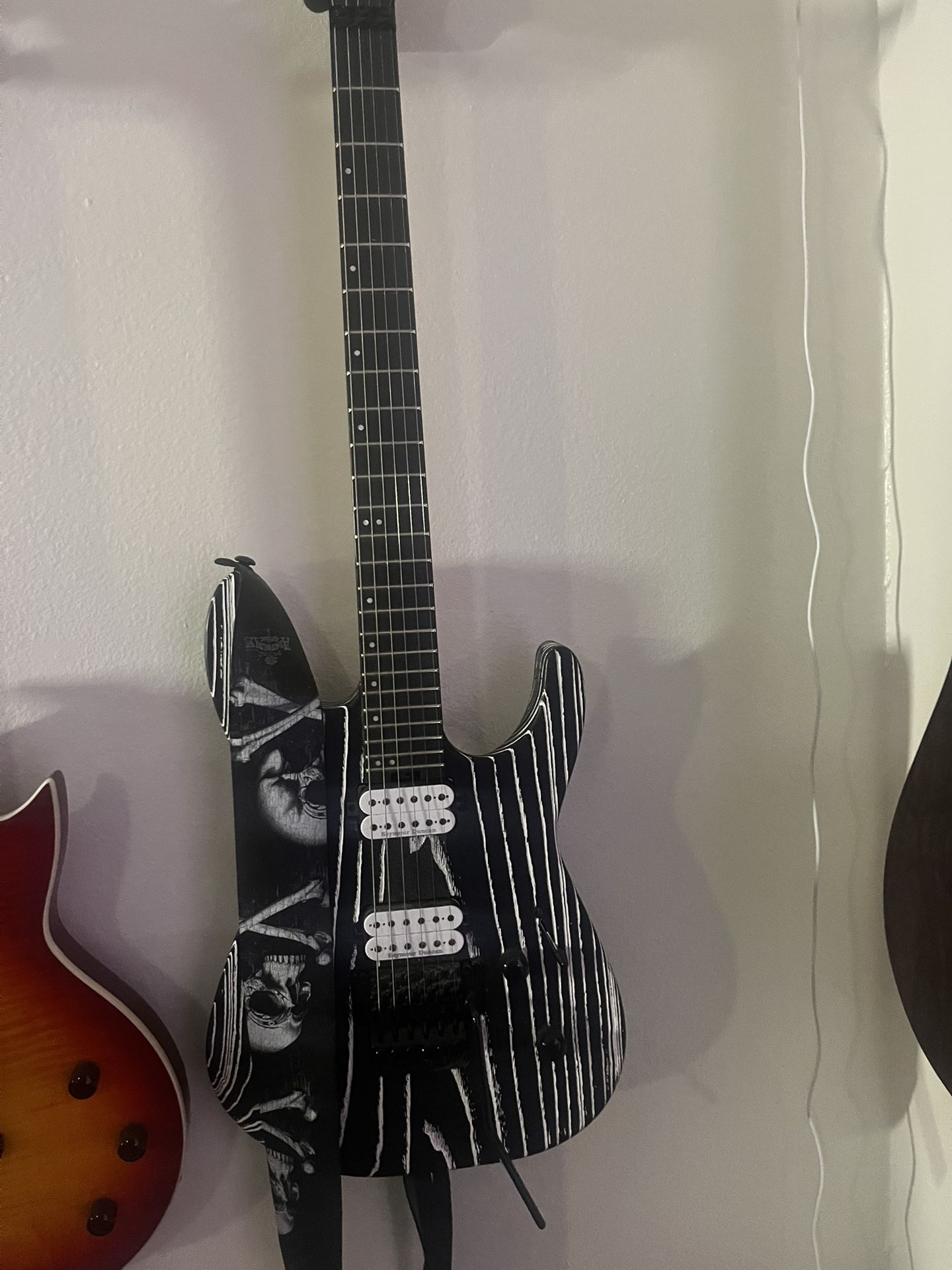 Jackson Pro Series Dinky electric guitar with a custom "The Nightmare Before Christmas"