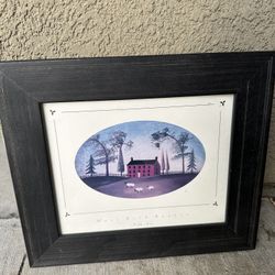 Folk Art Framed House Picture