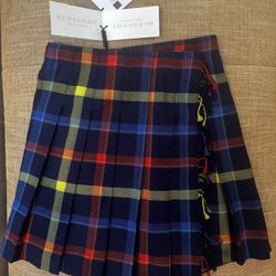 Girls 8 Years 135 CM Burberry London Nova Check Wool Pleated Skirt