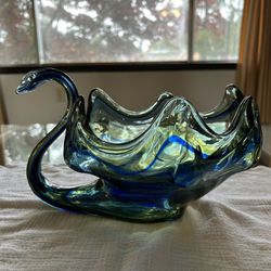 Vintage Glass Swan Centerpiece 
