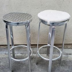 Aluminum Barstool Pair With cushions