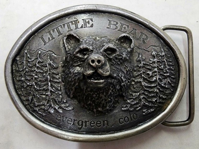 Belt Buckle Vintage 1974 Little Bear Evergreen Colorado Pewter