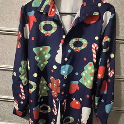 Womans Christmas Button Up Shirt/dress 