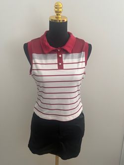 Sleeveless Striped Polo Top