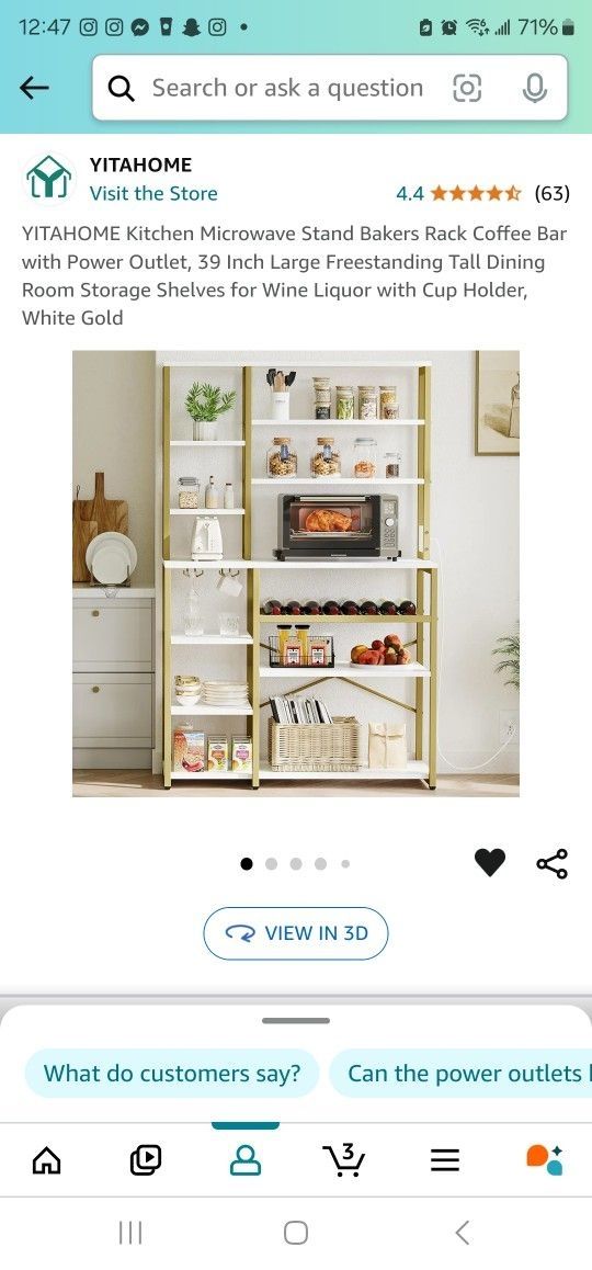White And Gold Baker's Rack And Bar