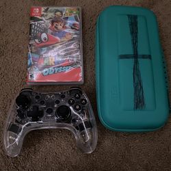 Cyan Nintendo Switch Lite - Case, Controller, and Super Mario Odyssey Included