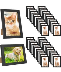 Set of 50 Picture Frame Bulk Photo Frames Wall Mounting Simple Photo Frames Multi Picture Frames for Wall or Tabletop, Black