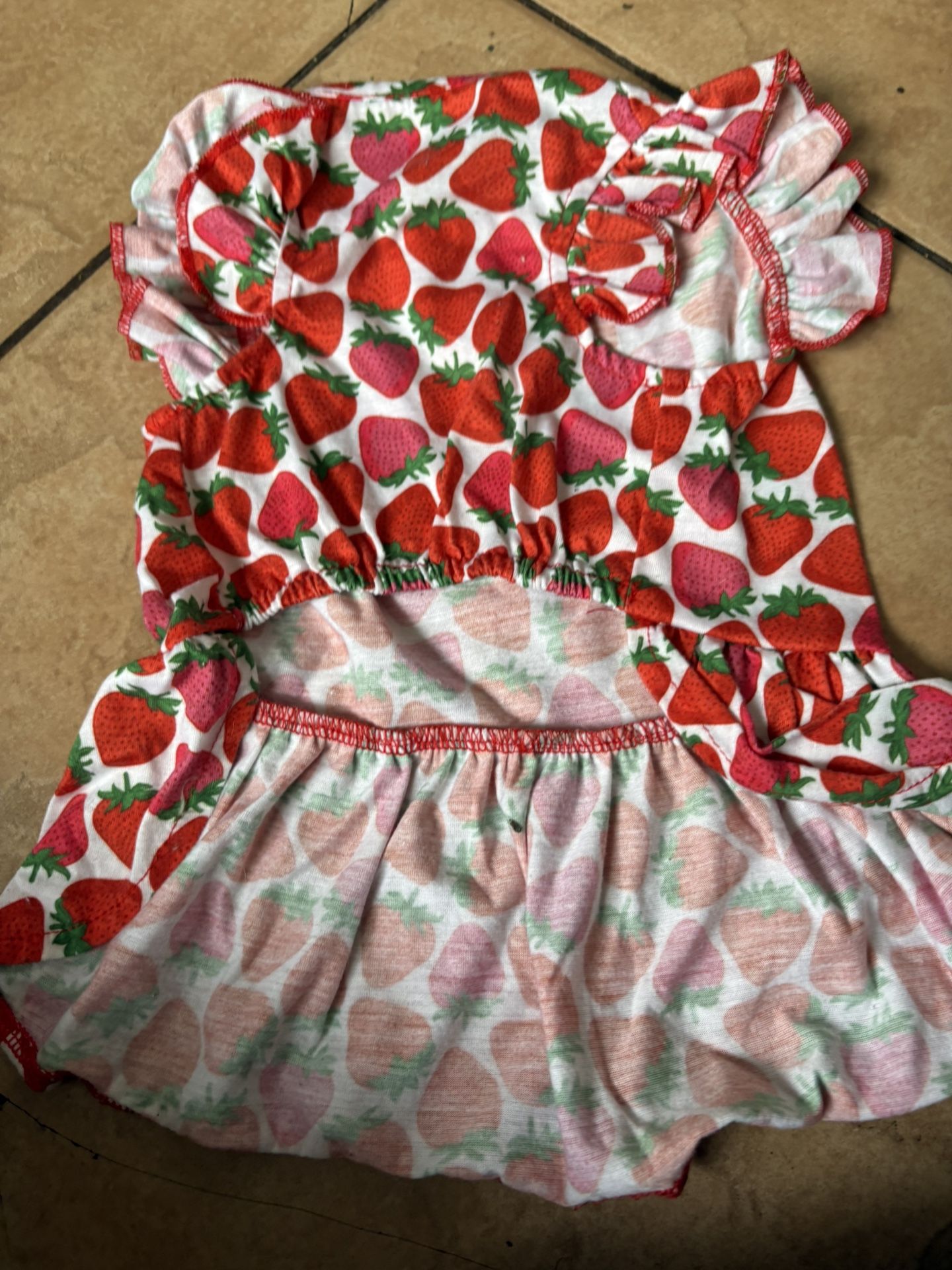 Strawberry Girl Dress For Girl Dog Size M