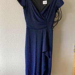 Blue V Neck Dress 